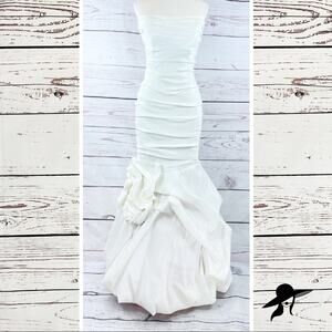 Cindy strapless wedding gown mermaid ruched flower